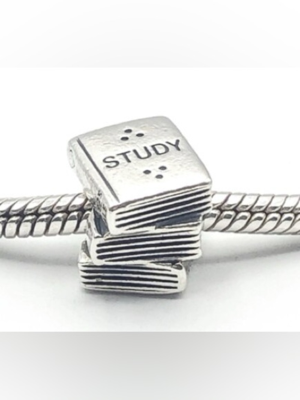 Pandora Silver 'Study' Book Stack Charm Retired